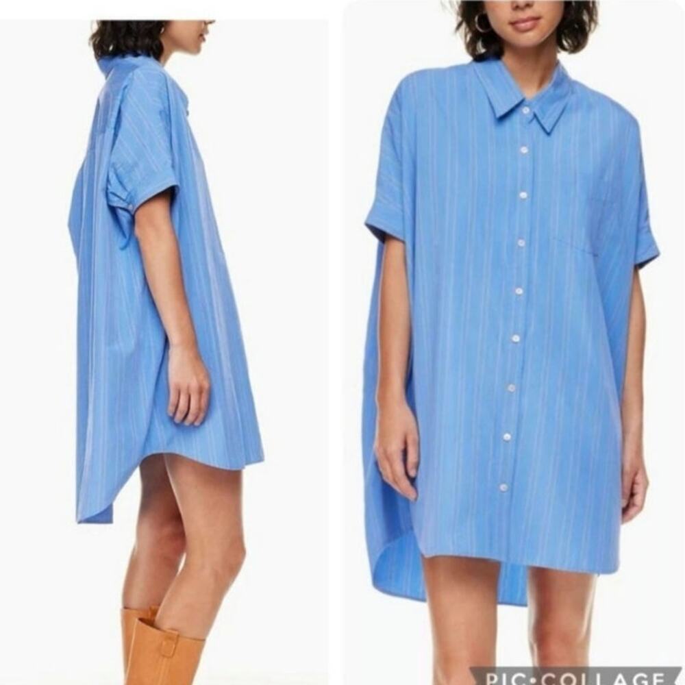 Aritzia Wilfred Free Womens Stagecoach Shirt Dress Size 2 (small) Blue Yellow